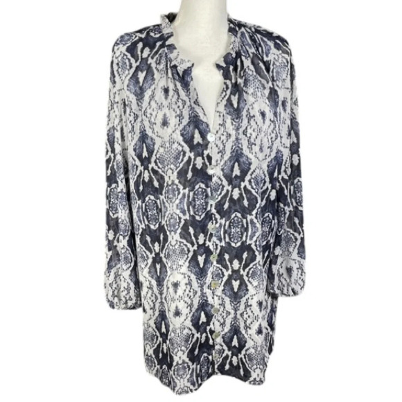 Show Me Your Mumu Dress Sz Small Mckenna Button Down Boho Sheer Reptile Snake - Picture 2 of 9